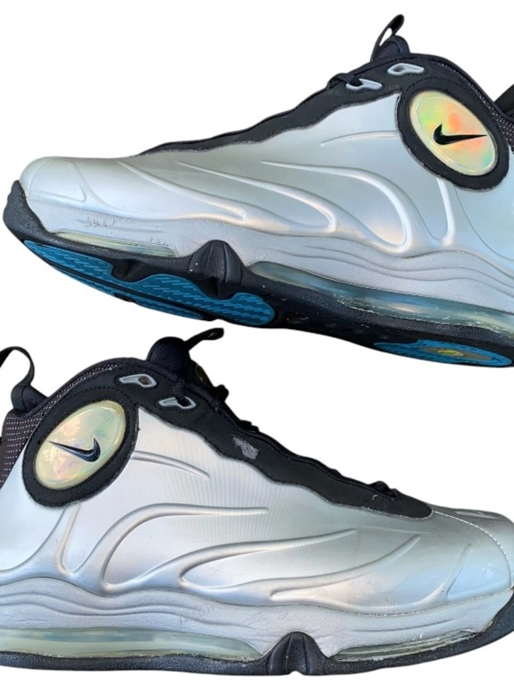 MENS Size 10 Nike Total Air Foamposite Max 2011 Metallic Silver VTG 472498-040 - Picture 7 of 13